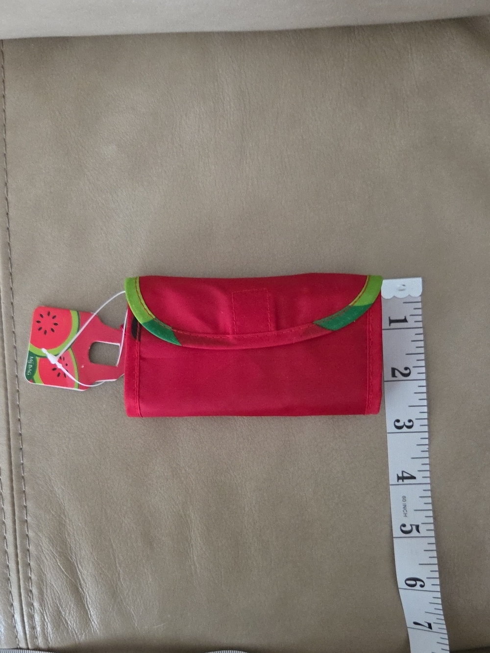 Red Watermelon Print Foldable Tote Bag - Picture 4 of 9